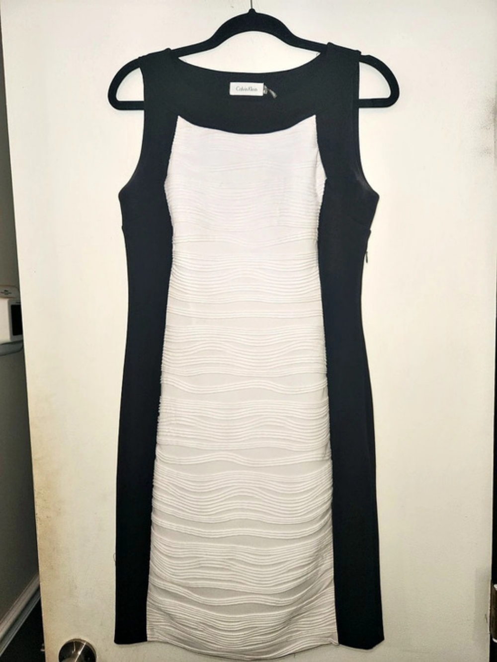 Calvin Klein Wave Print Colorblock Midi Dress Size 6